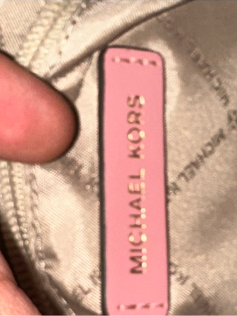 Michael Kors Pink and Vanilla Logo Satchel with Gold Hardware - Picture 7 of 7